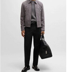 Hugo Boss C-Kleon Straight-Fit Trousers Stretch Cotton Dobby Black Sz 34 NWT